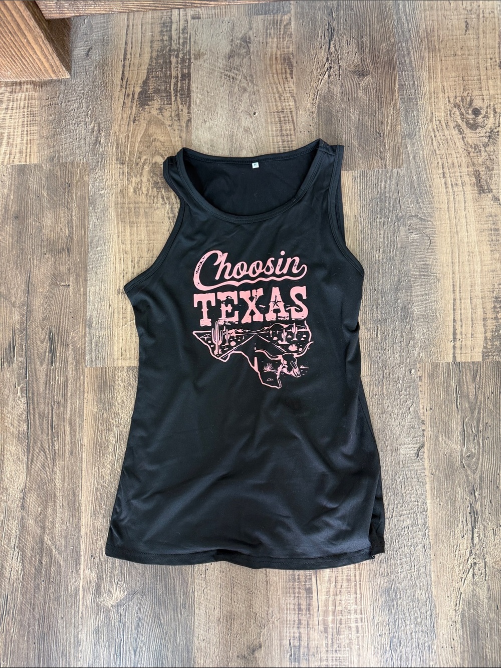 Choosin' Texas Pink Graphic Black Tank Top